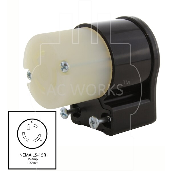 NEMA L5-15R 15A 125V 3-Prong All Angle Locking Female With UL, C-UL Approval